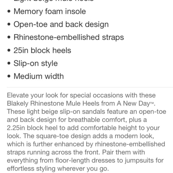 Women's Blakely Rhinestone Mule Heels - A
New Day™ Light Beige new - Picture 8 of 8